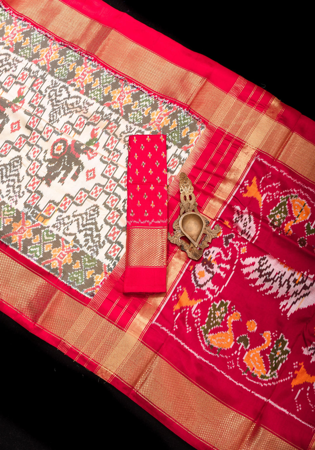 Statement Ikkat Silk Saree with bold jungle design and ornate pallu | SILK MARK CERTIFIED