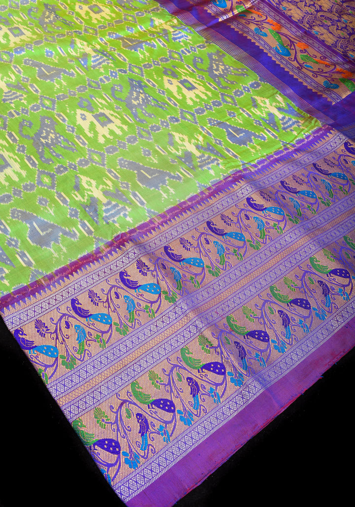 Exquisite Ikkat Patola Kanjivaram Saree with Paithani Style Wide Border | SILK MARK CERTIFIED