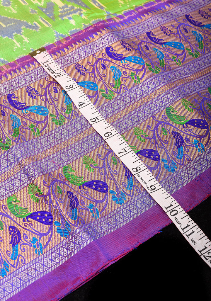 Exquisite Ikkat Patola Kanjivaram Saree with Paithani Style Wide Border | SILK MARK CERTIFIED