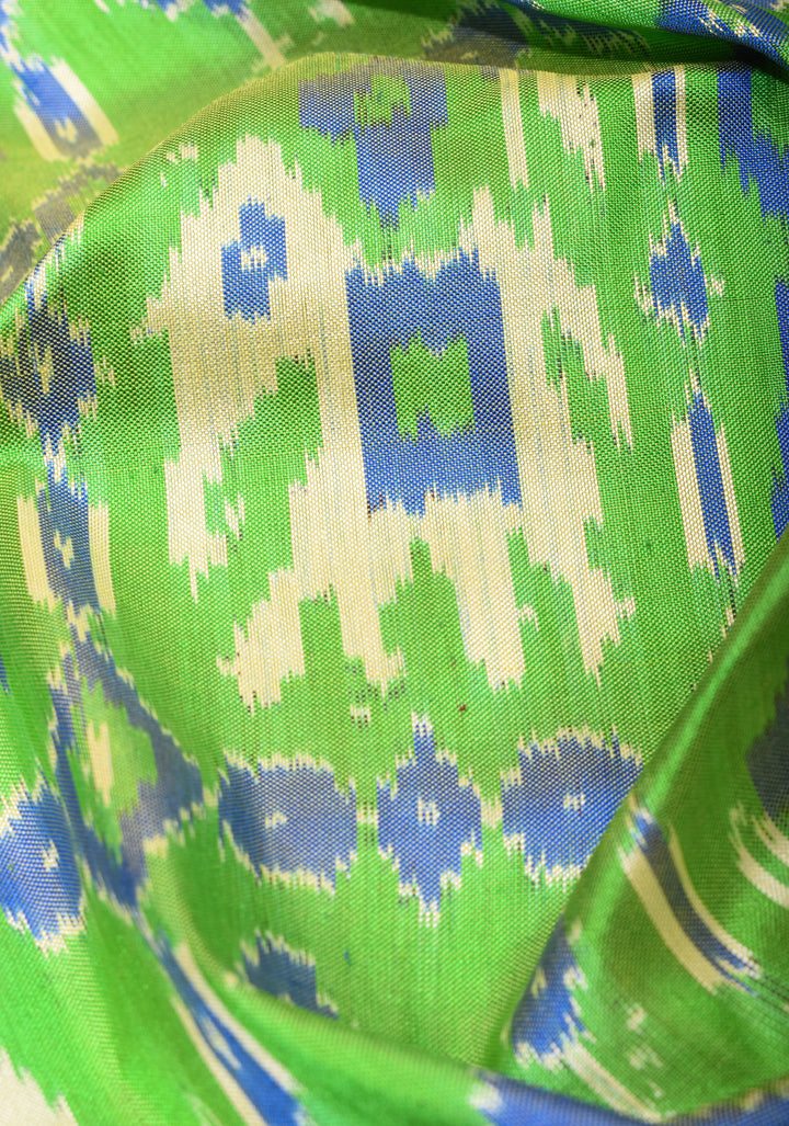 Exquisite Ikkat Patola Kanjivaram Saree with Paithani Style Wide Border | SILK MARK CERTIFIED