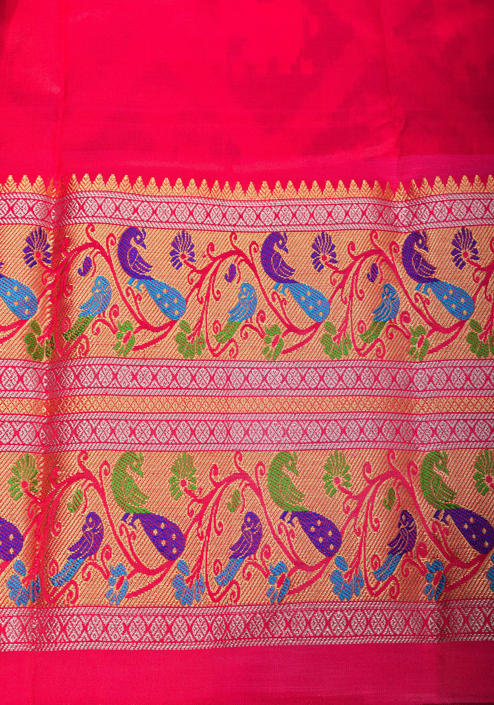Exquisite Ikkat Patola Kanjivaram Saree with Paithani Style Wide Border | SILK MARK CERTIFIED