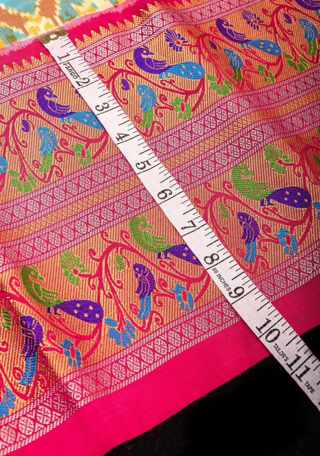 Exquisite Ikkat Patola Kanjivaram Saree with Paithani Style Wide Border | SILK MARK CERTIFIED