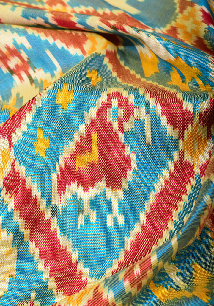 Exquisite Ikkat Patola Kanjivaram Saree with Paithani Style Wide Border | SILK MARK CERTIFIED