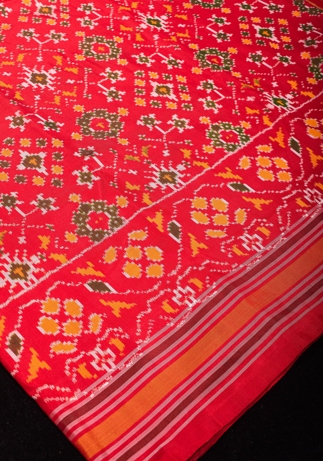 Ikkat Patola Design Pure Silk Pochampalli Saree in Red  | SILK MARK CERTIFIED