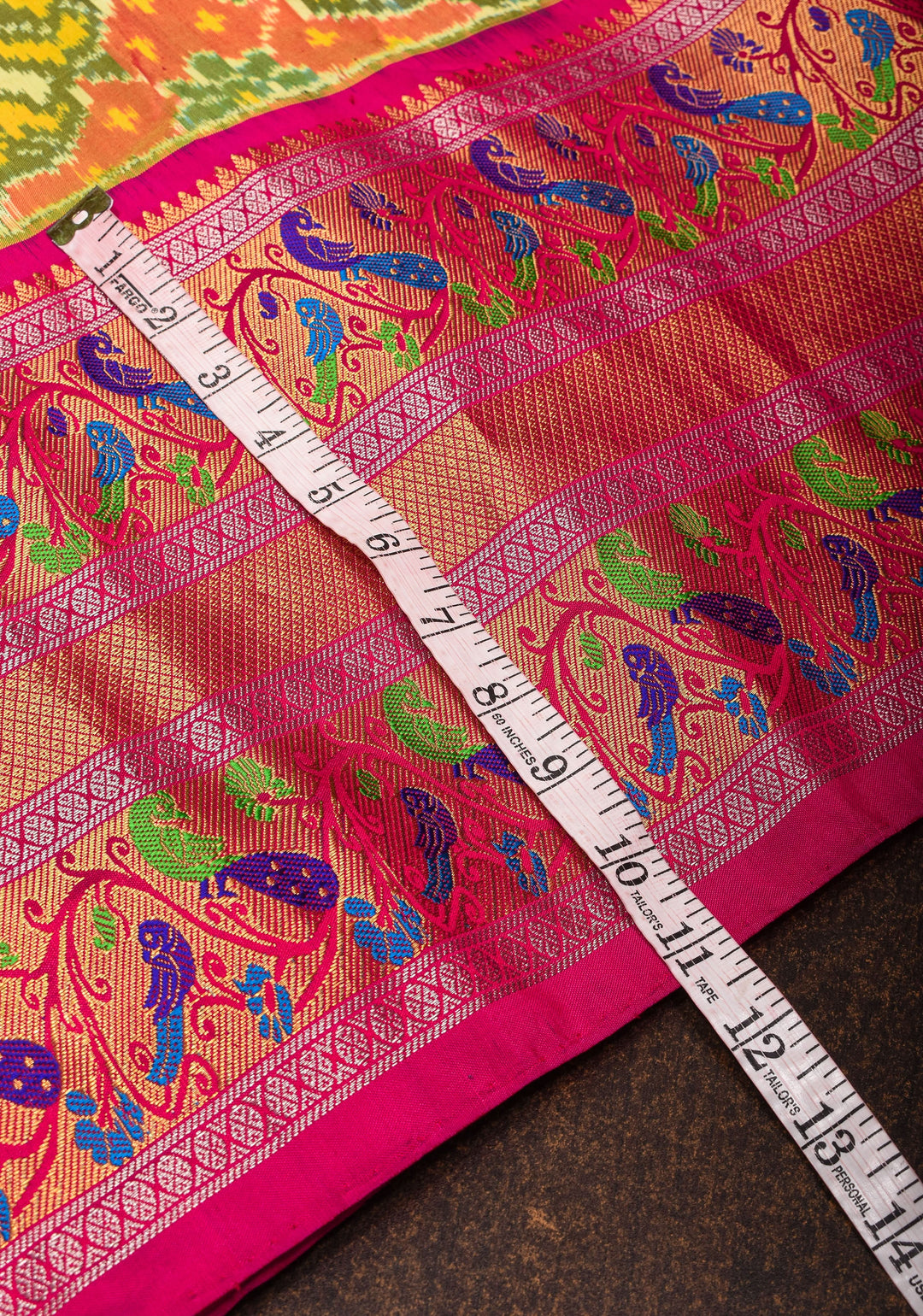 Ambari- Light Yellow Ikkat Patola Kanjivaram Saree with Paithani Border | SILK MARK CERTIFIED