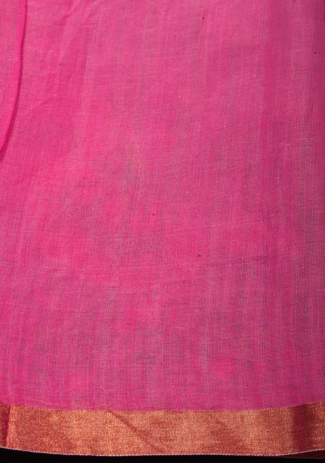 Pink Organza Saree with Polka butta and Floral Embroidery and Copper Zari Minimal Border