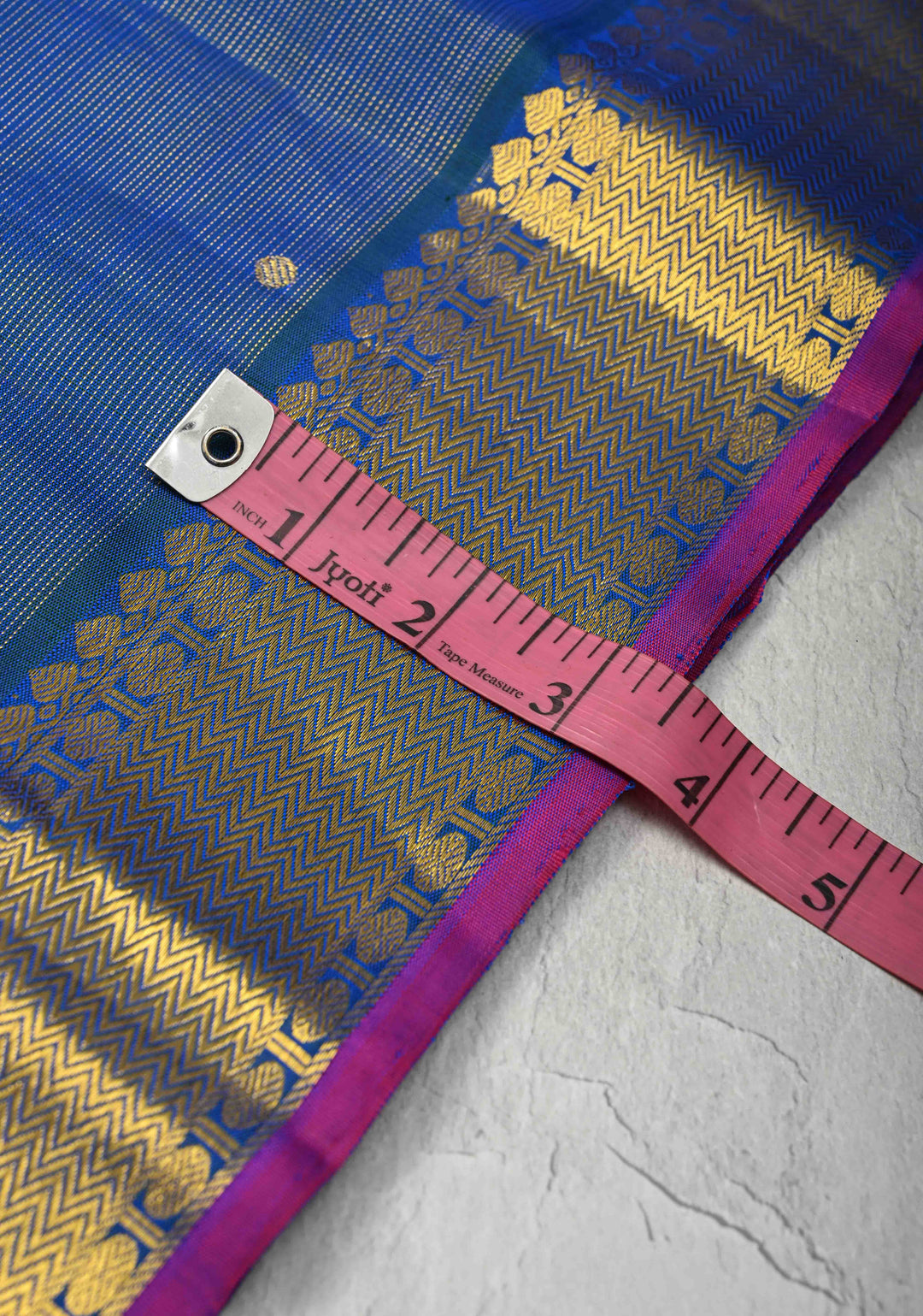Vairaoosi Blue Dual tone Vairaoosi Zari Stripes on Kanjivaram Pure Silk Saree with dainty buttas and Zari Border | SILK MARK CERTIFIED