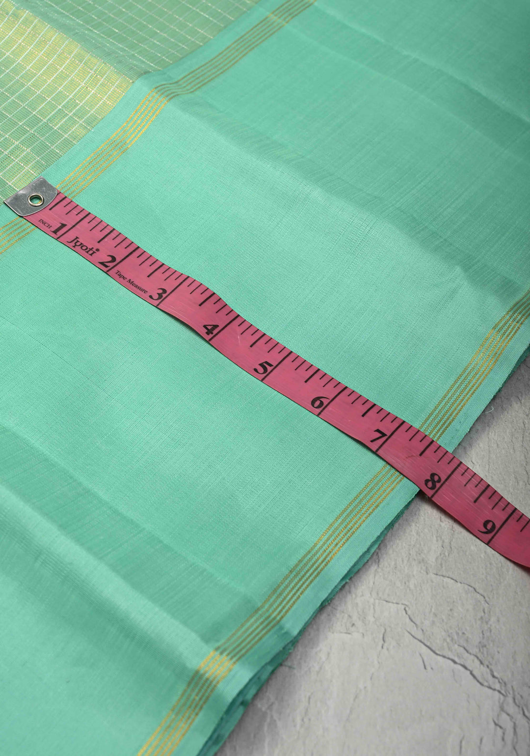 Sea Green Kanjivaram Pure Tissue Silk Saree with Zari Checks and Rettaipet Border | SILK MARK CERTIFIED