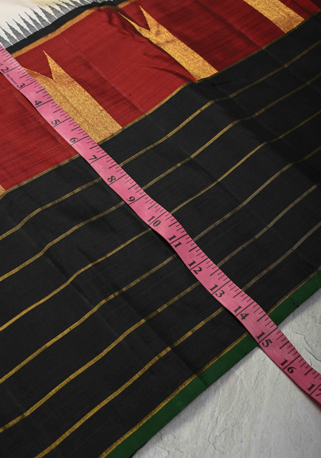 Heritage Kattam Cream Checks on Kanjivaram Pure Silk Saree with Temple Panel and Zari Stripes on Contrast Border | SILK MARK CERTIFIED