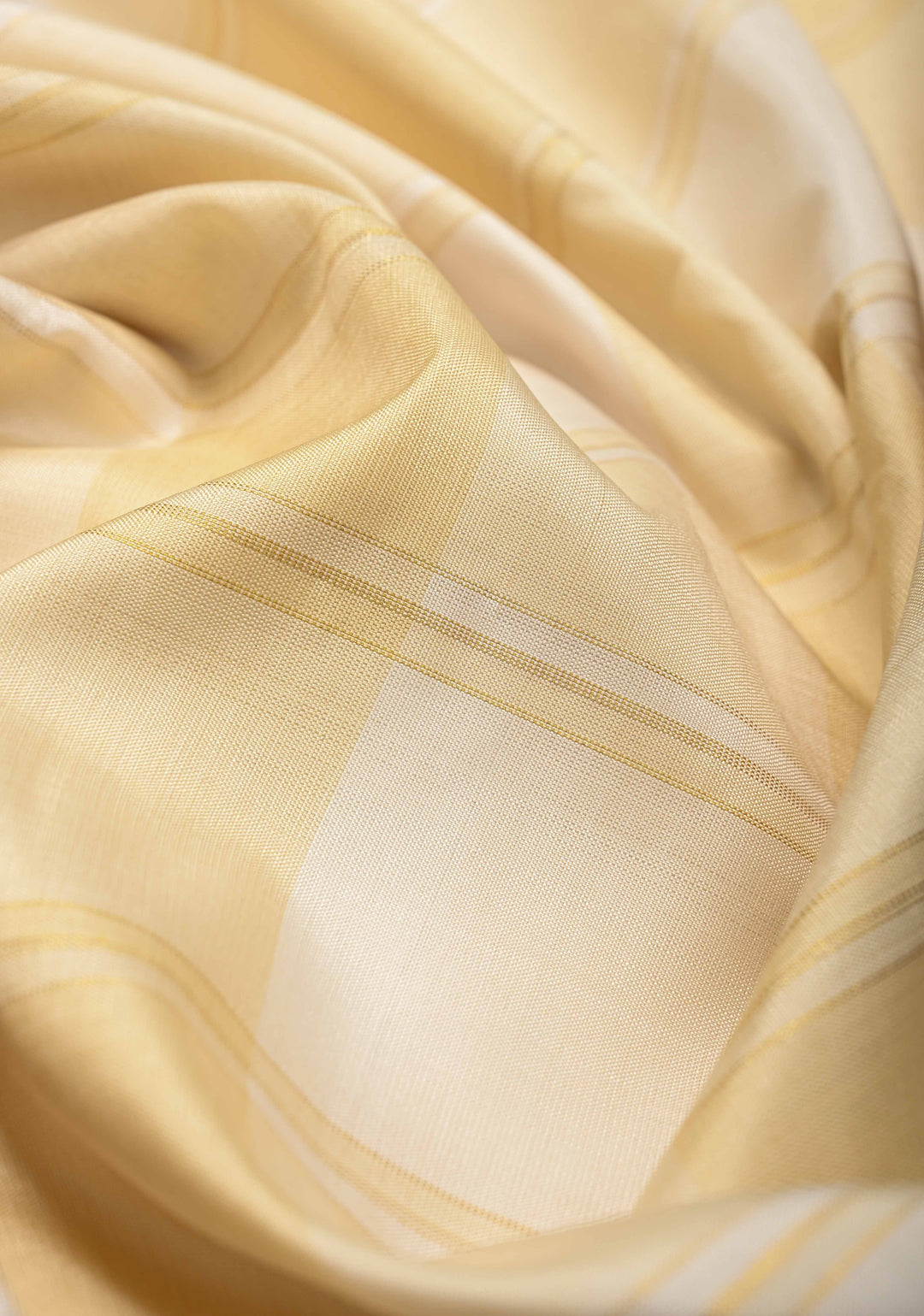 Heritage Kattam Cream Checks on Kanjivaram Pure Silk Saree with Temple Panel and Zari Stripes on Contrast Border | SILK MARK CERTIFIED