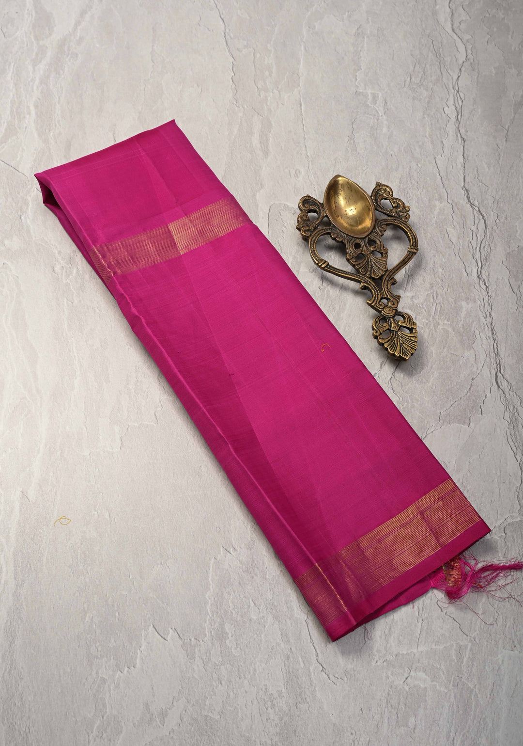 Sage Lilac dual tone Checks on Kanjivaram Silk Saree with Zari Butts on Contrast Wide Border | SILK MARK CERTIFIED