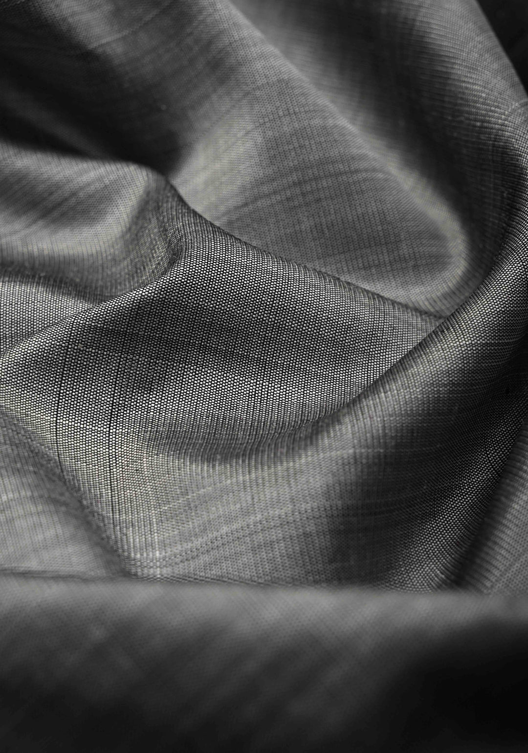 ECG Temple Border Gray Kanjivaram Pure Silk Saree with Zariless Black Temple Border | SILK MARK CERTIFIED