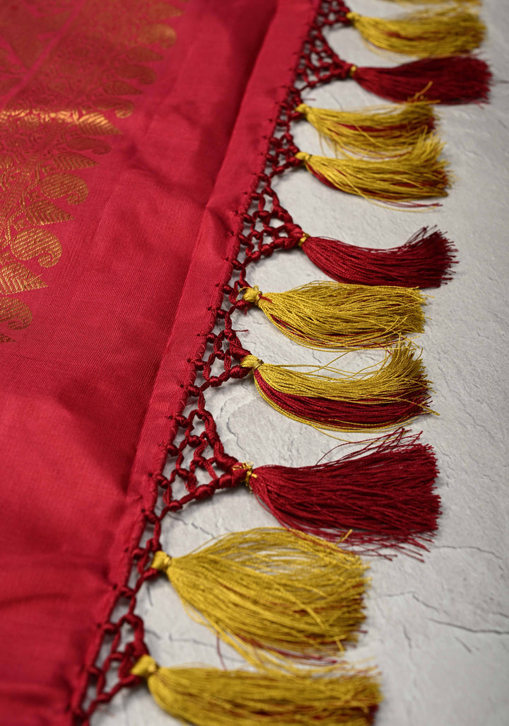 Korvai Weave Yellow Kanjivaram Pure Silk Saree with Zari Buttas and Contrast Zari Border | SILK MARK CERTIFIED