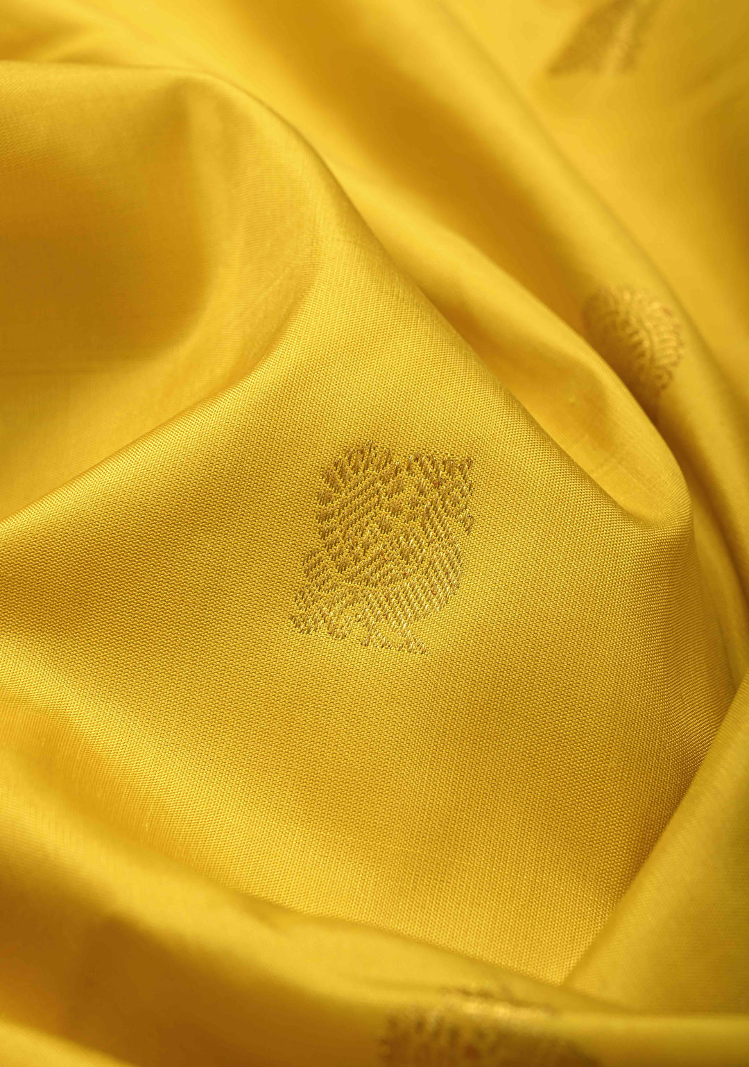 Korvai Weave Yellow Kanjivaram Pure Silk Saree with Zari Buttas and Contrast Zari Border | SILK MARK CERTIFIED