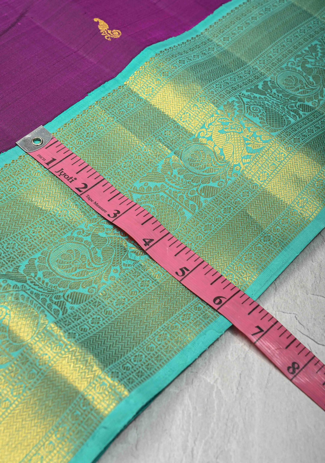 Korvai Vadamalli Purple Pure Kanjivaram with Zari Motifs and Contrast Zari Border | SILK MARK CERTIFIED
