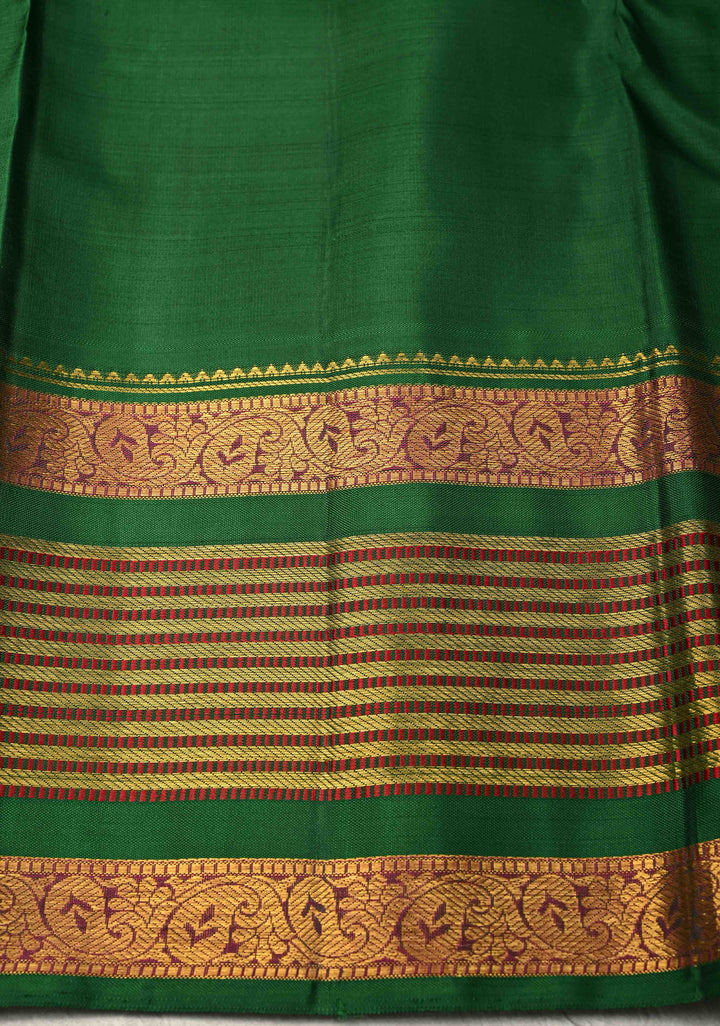 Mango Yellow Korvai Weave Kanjivaram Pure Silk Saree with Mandala Motifs and Contrast Zari Border | SILK MARK CERTIFIED