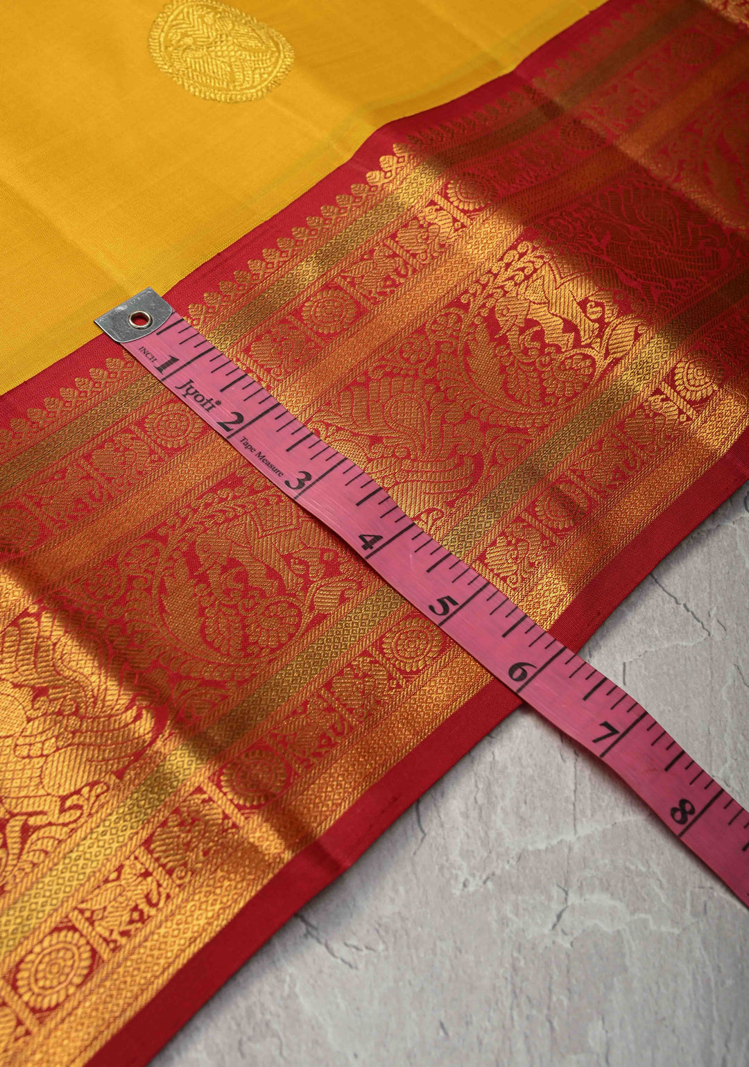 Haldi Yellow Korvai Weave Kanjivaram Pure Silk Saree with Gandaberunda Buttas and Contrast Zari Border | SILK MARK CERTIFIED