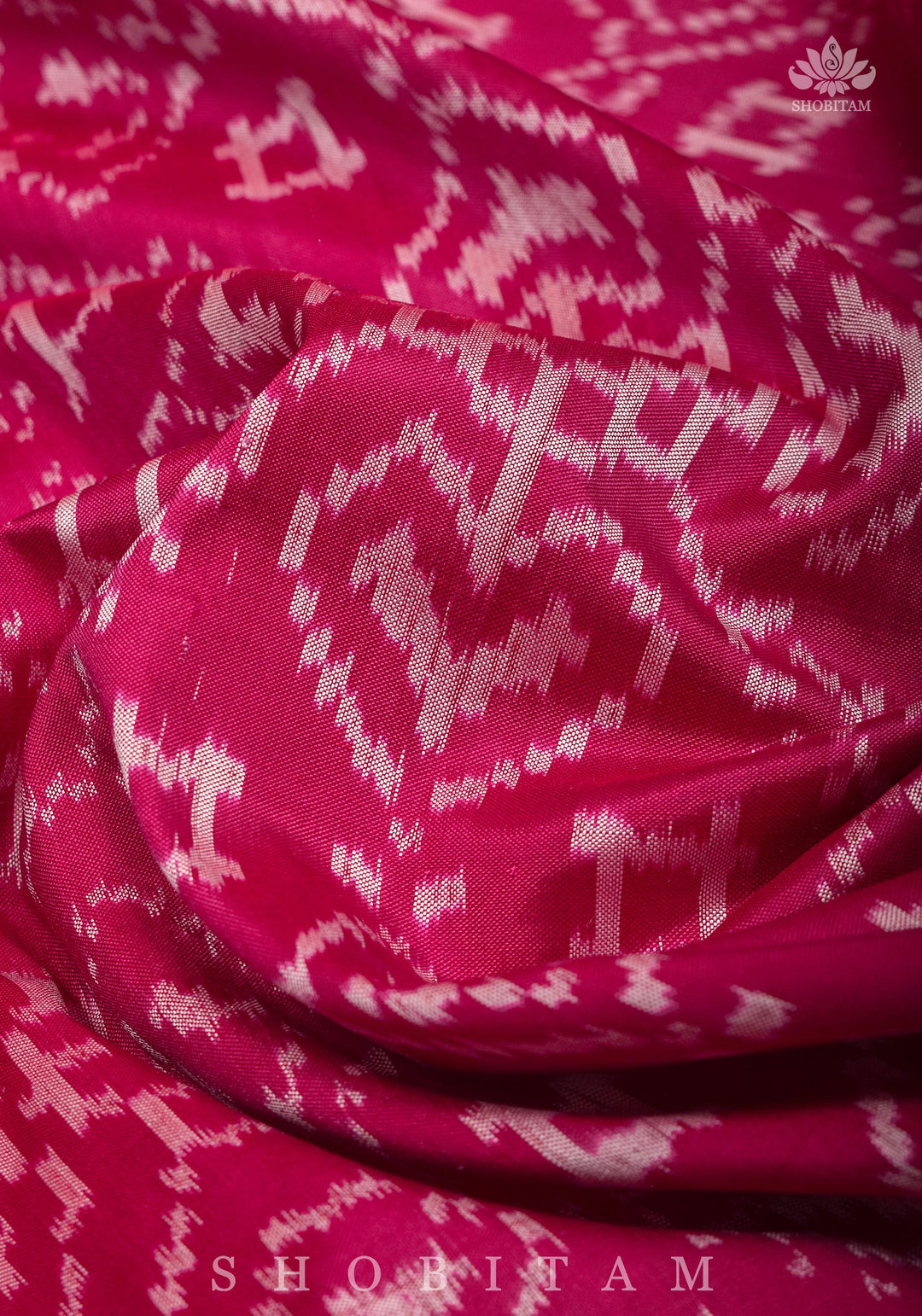 Unique Ikkat Patola  Kanjivaram Fusion Silk Saree with wide zari borders and zari pallu | SILK MARK CERTIFIED