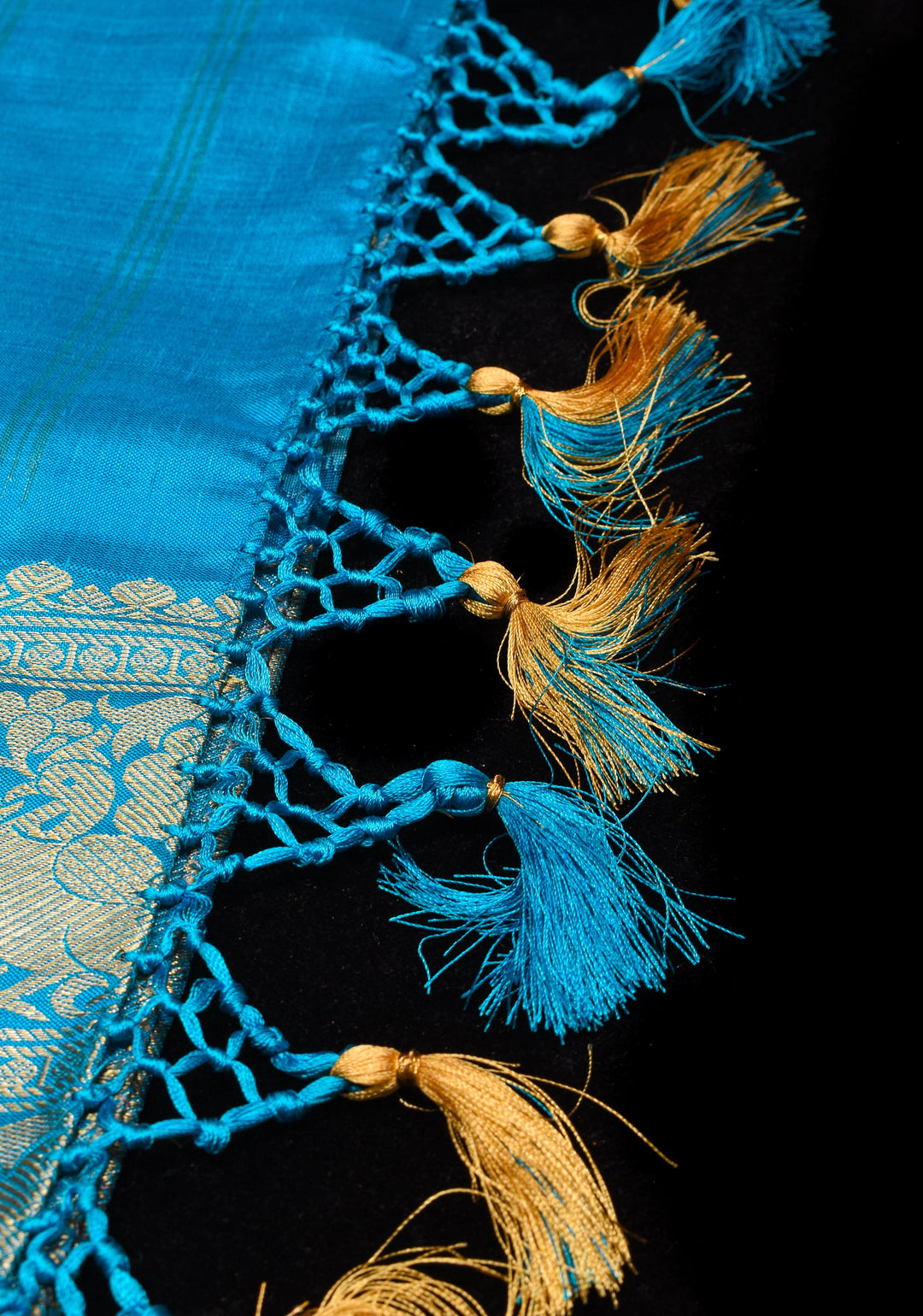 Ikkat Kanjivaram Fusion Silk Saree with zari borders and ikkat panel | SILK MARK CERTIFIED