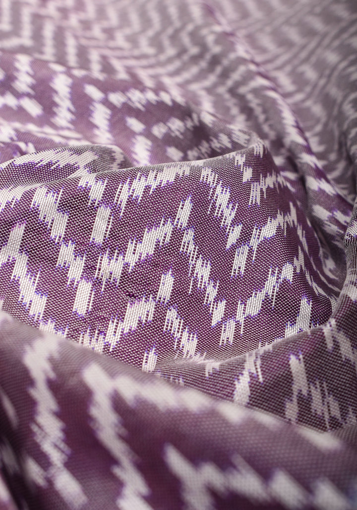 Ikkat Kanjivaram Fusion Silk Saree with zari borders and ikkat panel | SILK MARK CERTIFIED
