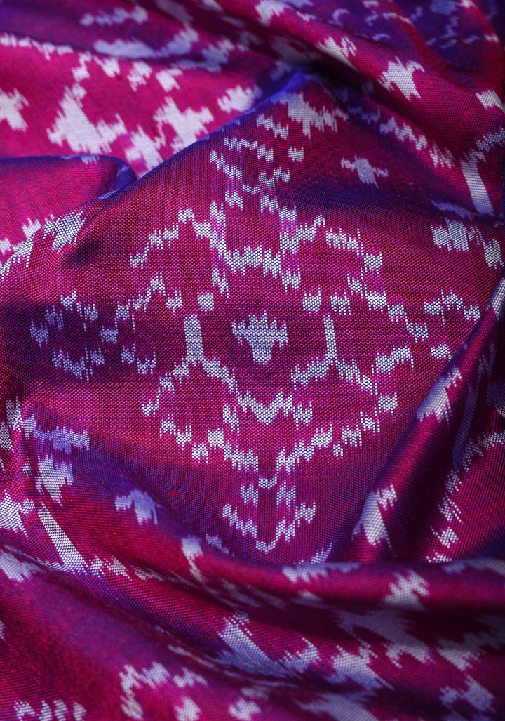 3 Color  Ikkat Patola Kanjivaram Fusion Silk Saree with Panel design and zari border |SILK MARK CERTIFIED