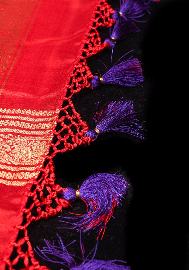 Reddish Pink Ikkat Patola Kanjivaram Fusion Silk Saree with Rettaipet Border |SILK MARK CERTIFIED
