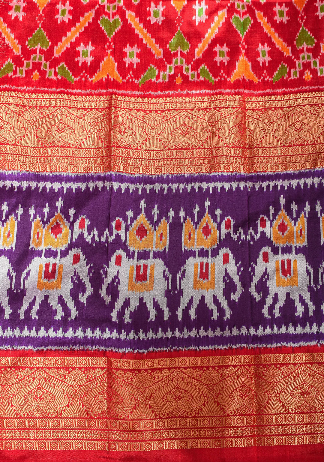 Ikkat Kanjivaram Fusion Saree in Dusty Mauve with Twill Design body and Ambari Border | SILK MARK CERTIFIED