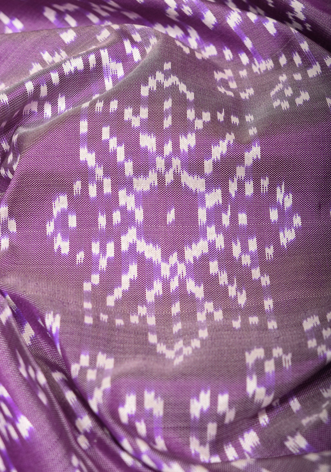 Ikkat Kanjivaram Fusion Saree in Dusty Mauve with Twill Design body and Ambari Border | SILK MARK CERTIFIED