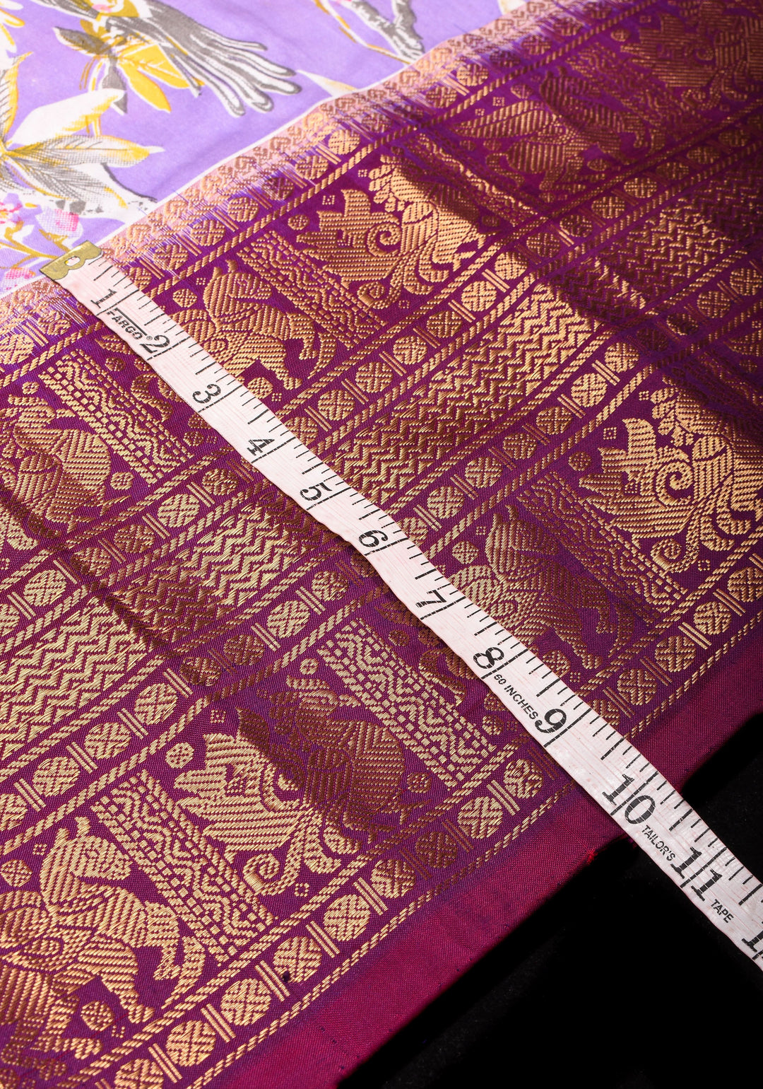 Exquisite Pochampally Ikkat Kanjivaram Pure Silk Digital Print saree in Lavender and Purple with Zari Border  I SILK MARK CERTIFIED