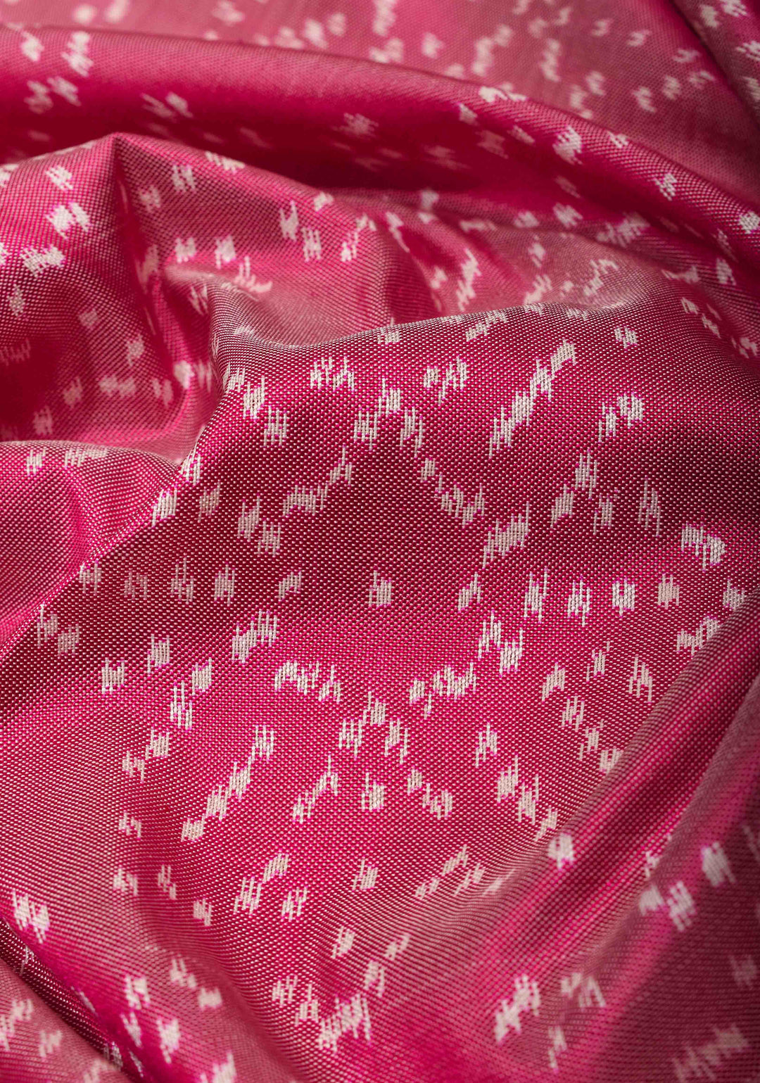 Mauve Twill Design Ikat Kanjivaram Silk Saree with Green Ambari Ikat Panel| SILK MARK CERTIFIED