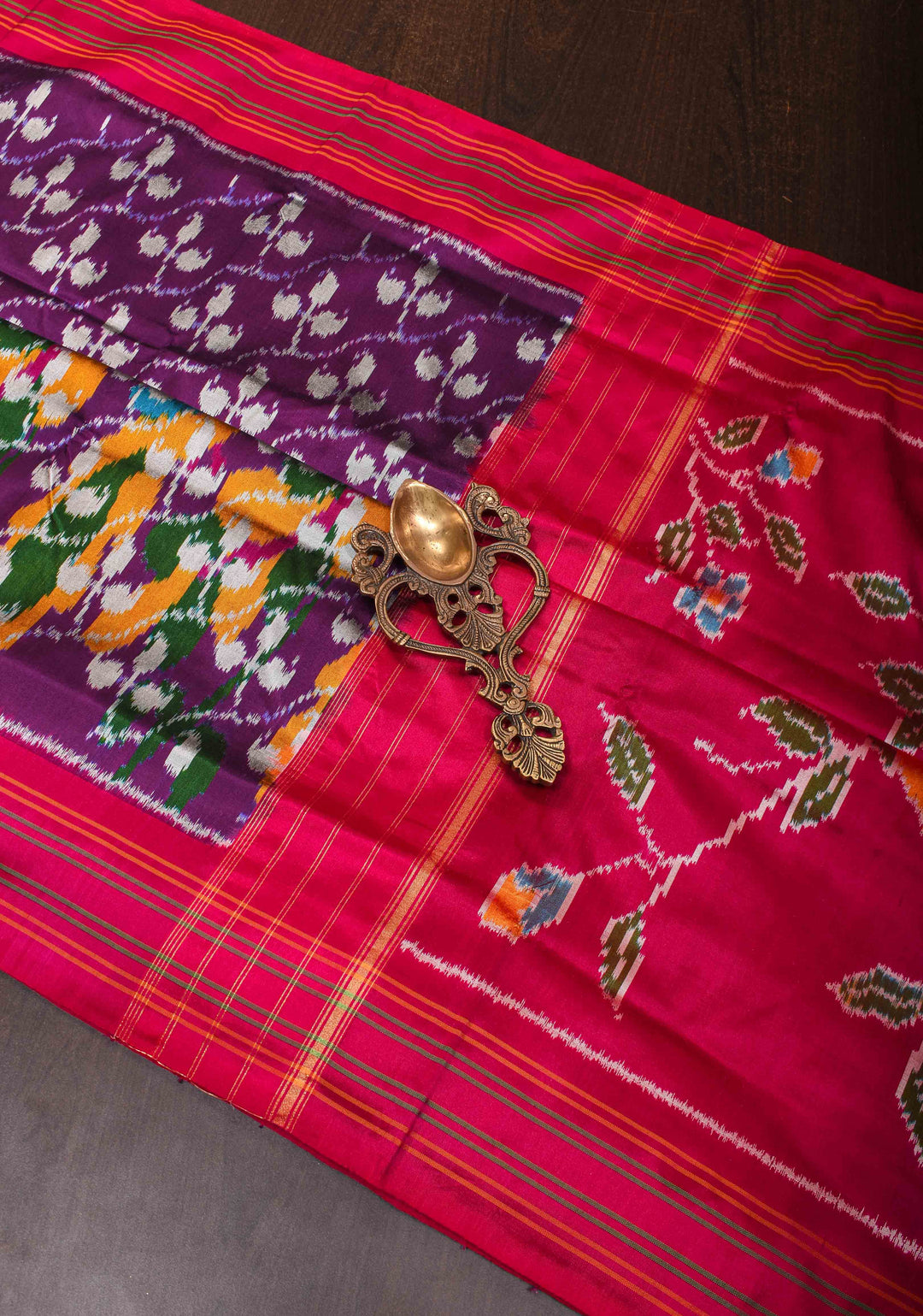 Rangkaat Design Ikat Silk Saree with Colorful Peacock Border | SILK MARK CERTIFIED