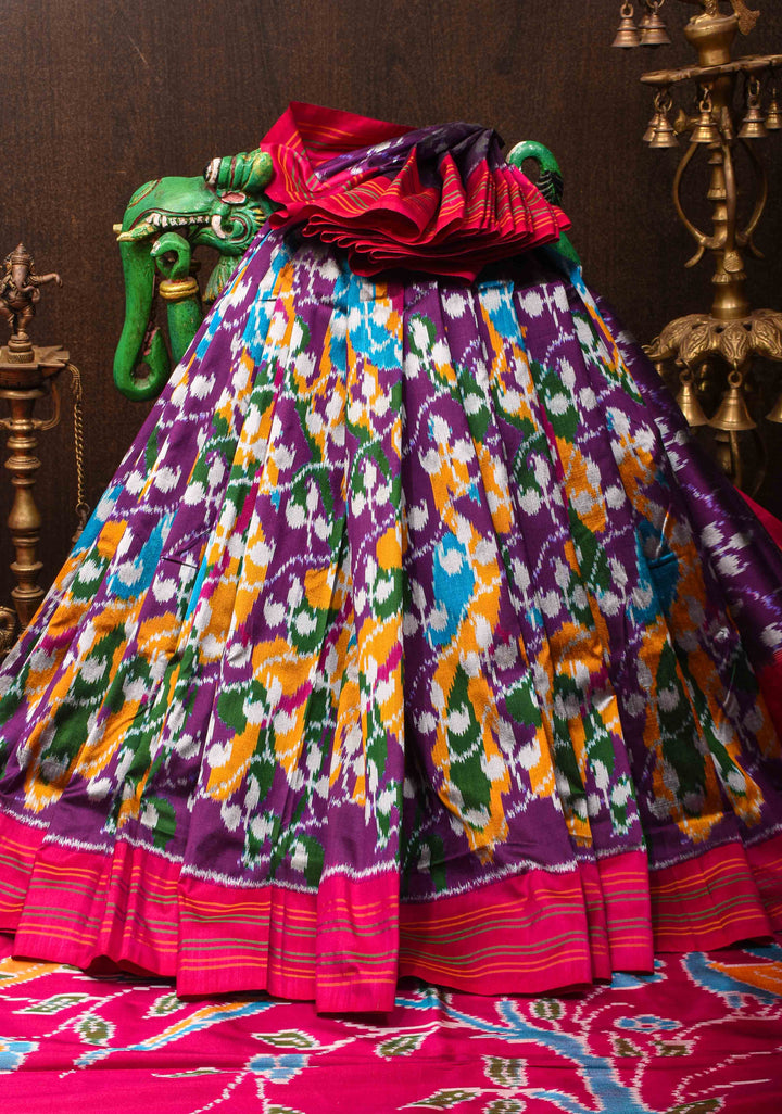 Rangkaat Design Ikat Silk Saree with Colorful Peacock Border | SILK MARK CERTIFIED