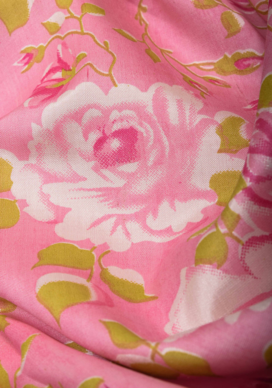 Rose Digital Print on Pure Ikat Kanjivaram Silk Saree with ganga jamuna Border | SILK MARK CERTIFIED