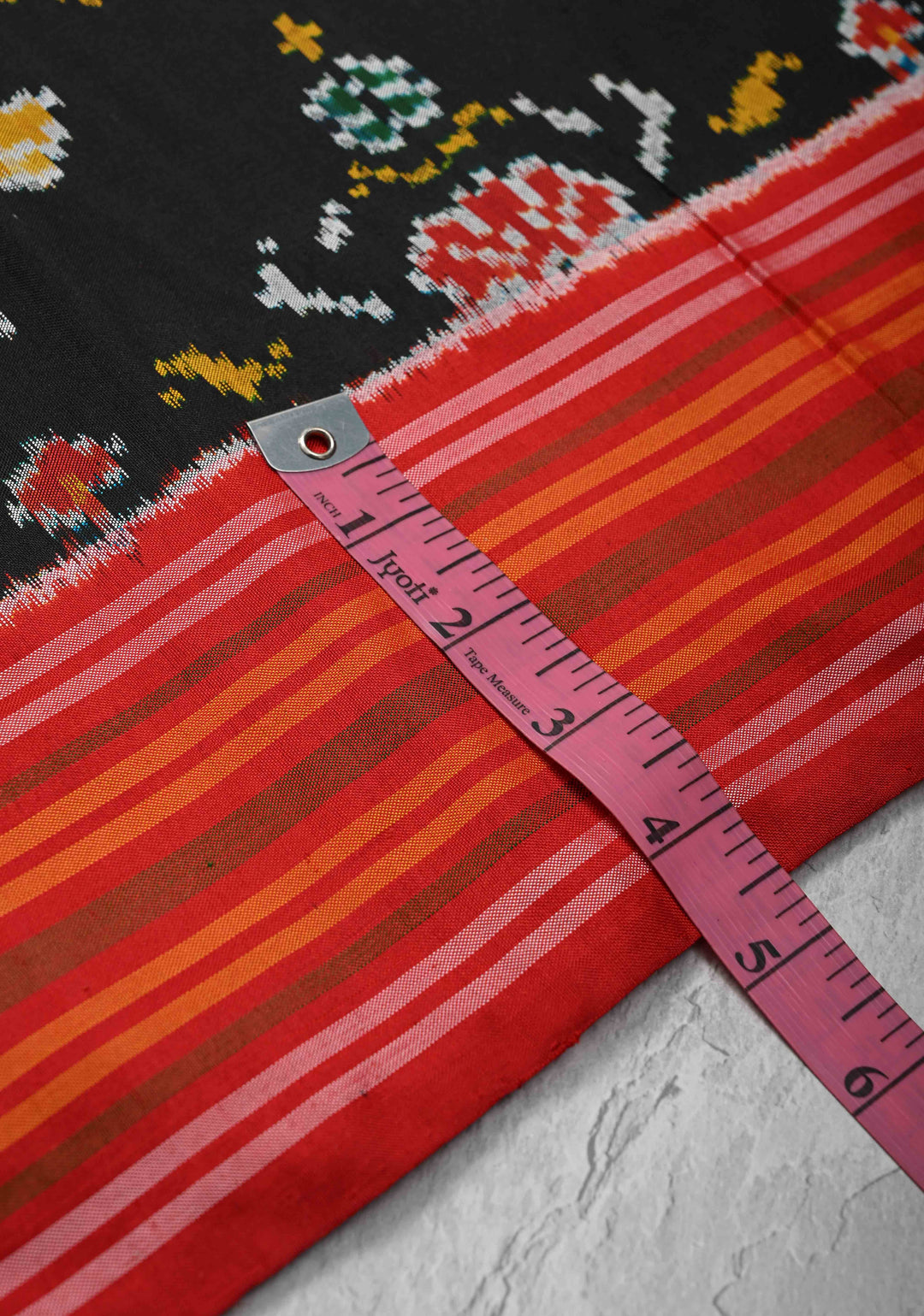 Black Ikkat Pure Silk Saree with Contrast Border | SILK MARK CERTIFIED