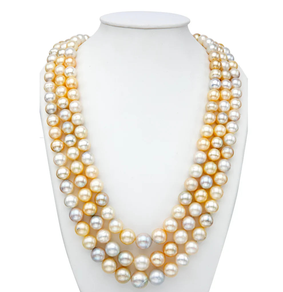 12.0-14.0mm South Sea Multi Shaded Pearls Necklace Set-A Quality