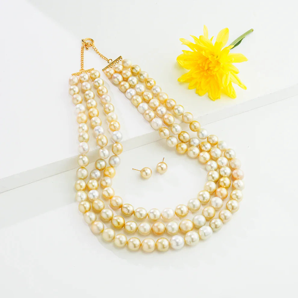 12.0-14.0mm South Sea Multi Shaded Pearls Necklace Set-A Quality