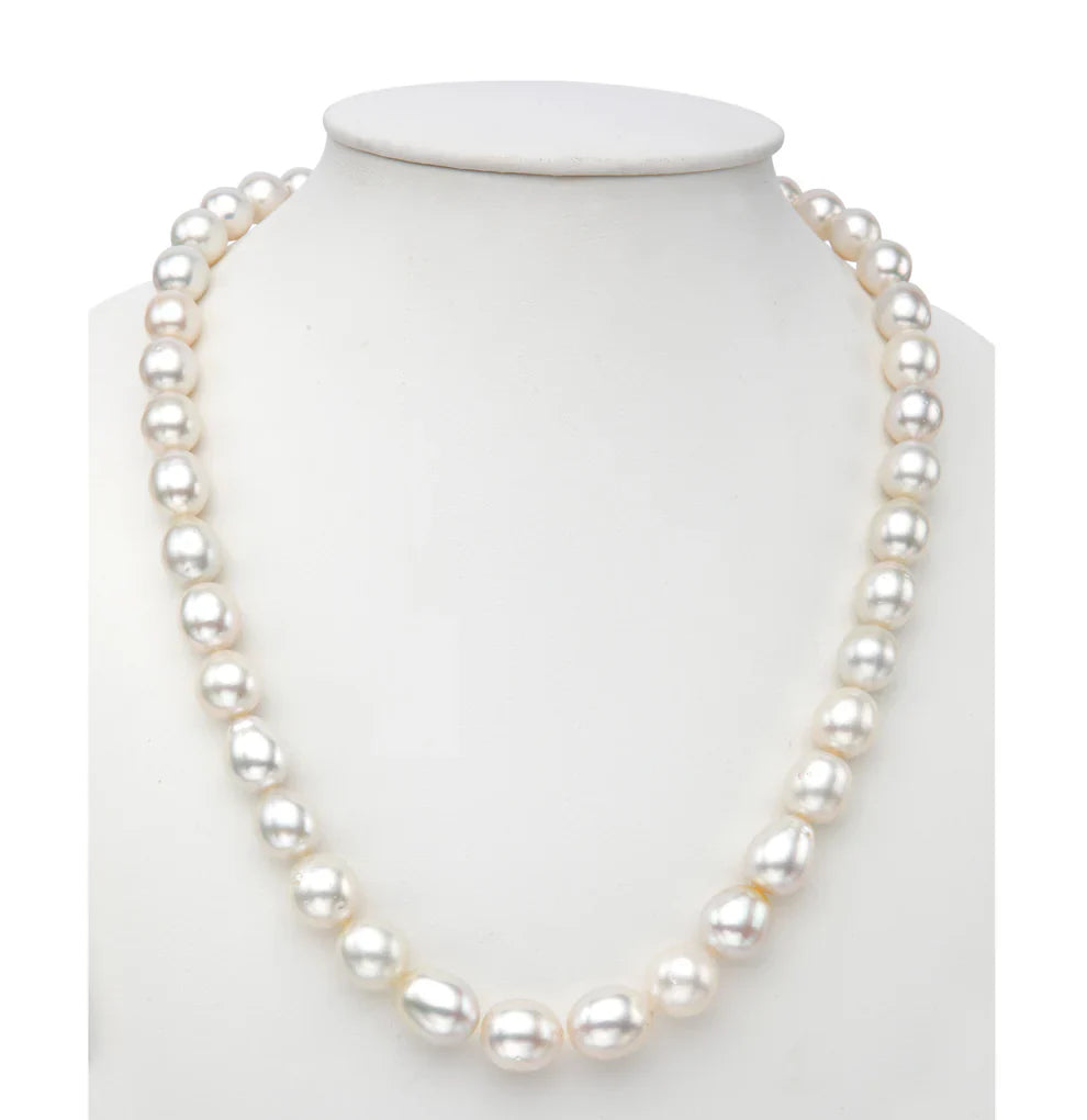10.0-11.00mm Cream Near Round Grading South Sea Pearls Necklace Set-AA Quality