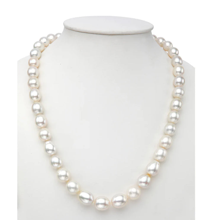 10.0-11.00mm Cream Near Round Grading South Sea Pearls Necklace Set-AA Quality