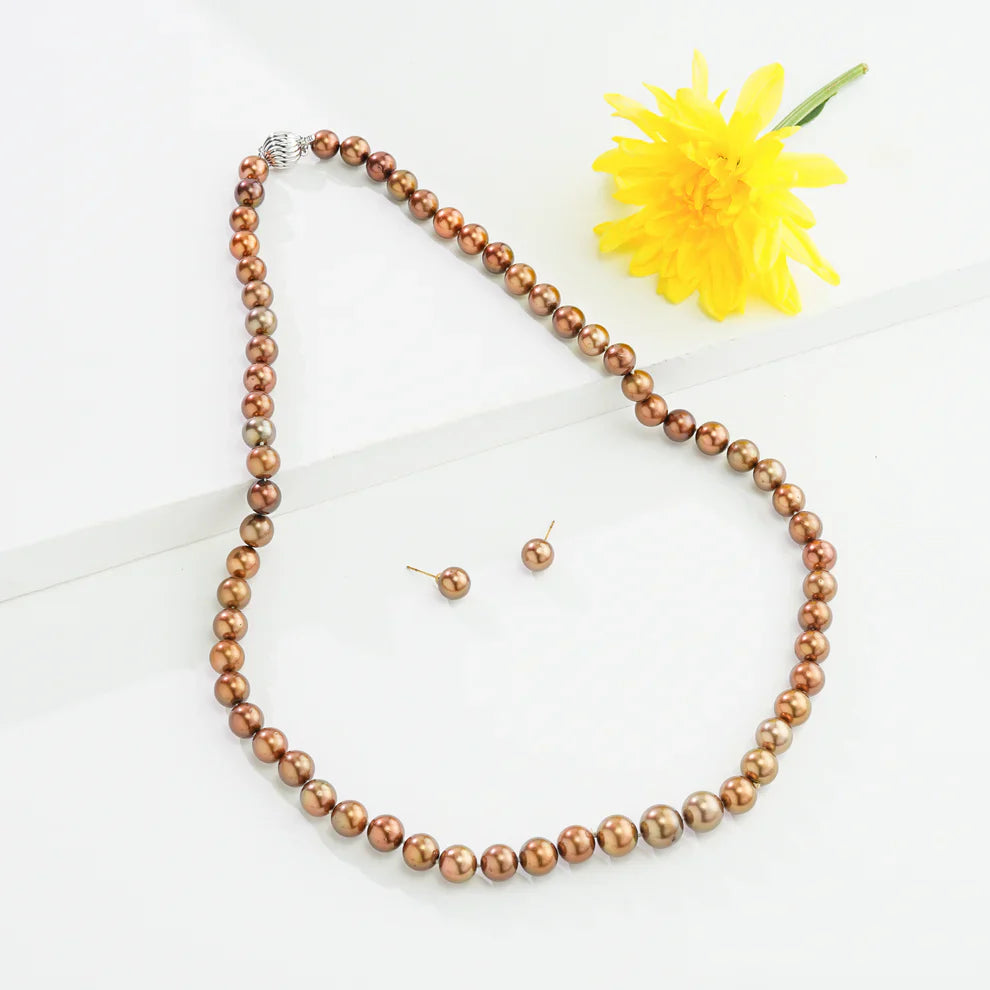 10.0-12.0mm Chocolate Tahitian Pearls Necklace Set (Opera Length)-AA Quality