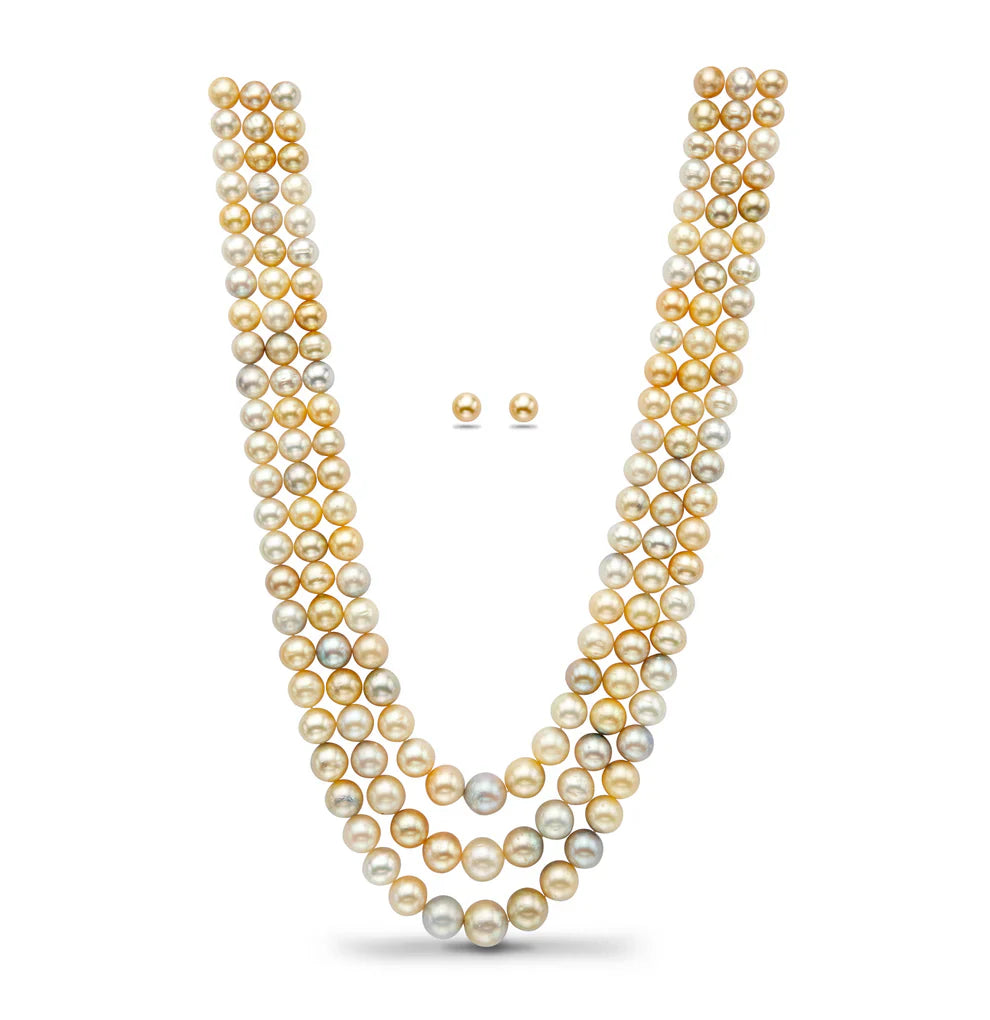 12.0-14.0mm South Sea Multi Shaded Pearls Necklace Set-A Quality