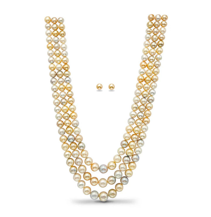 12.0-14.0mm South Sea Multi Shaded Pearls Necklace Set-A Quality