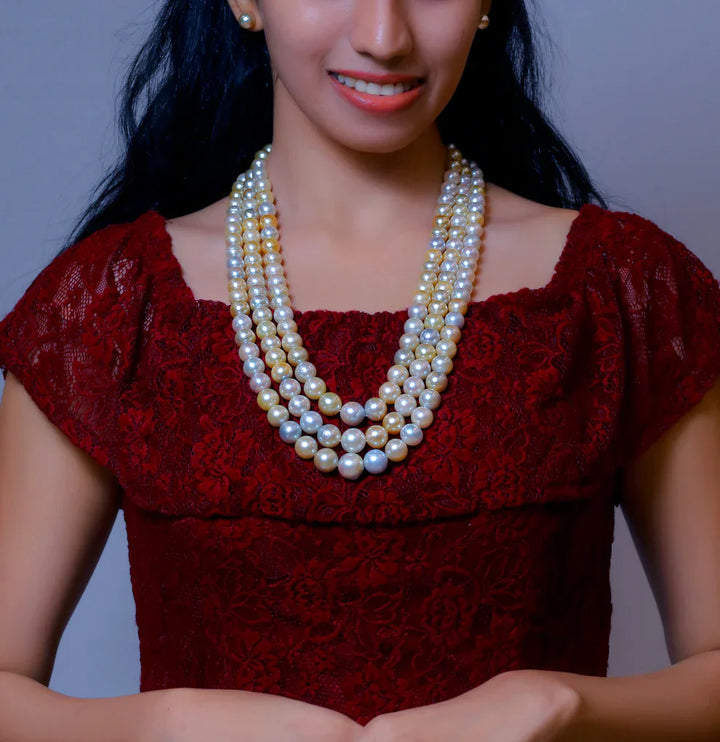 12.0-14.0mm South Sea Multi Shaded Pearls Necklace Set-A Quality