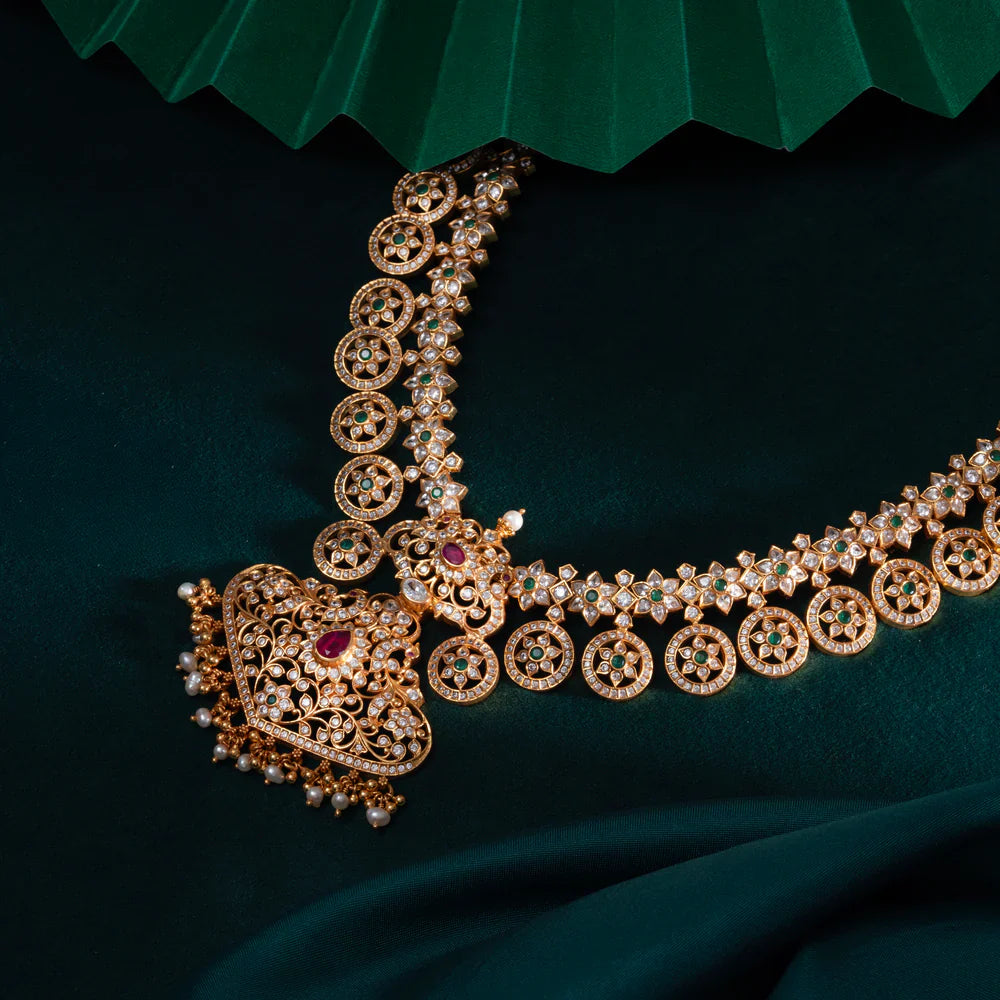 Pure 92.5 Silver Gold-Plated Pushpa Kalash Long Necklace