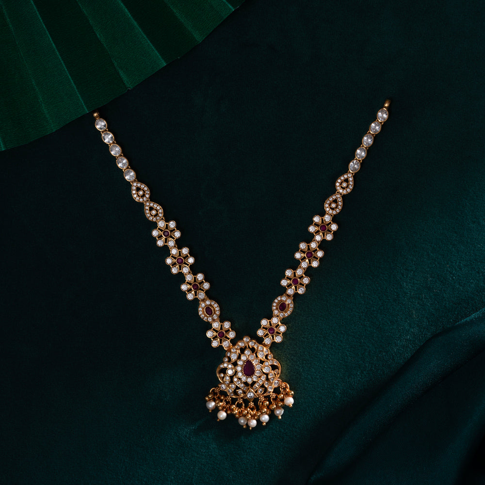 92.5 Silver, 24kt Gold Polish Mukulita Stone Short Necklace | SHOBITAM