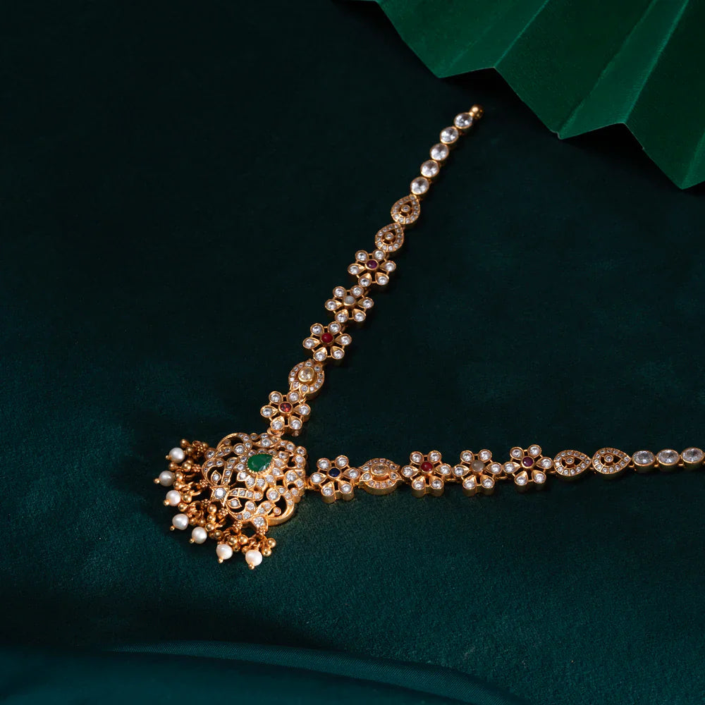 92.5 Silver, Gold Plated Mukulita Short Necklace