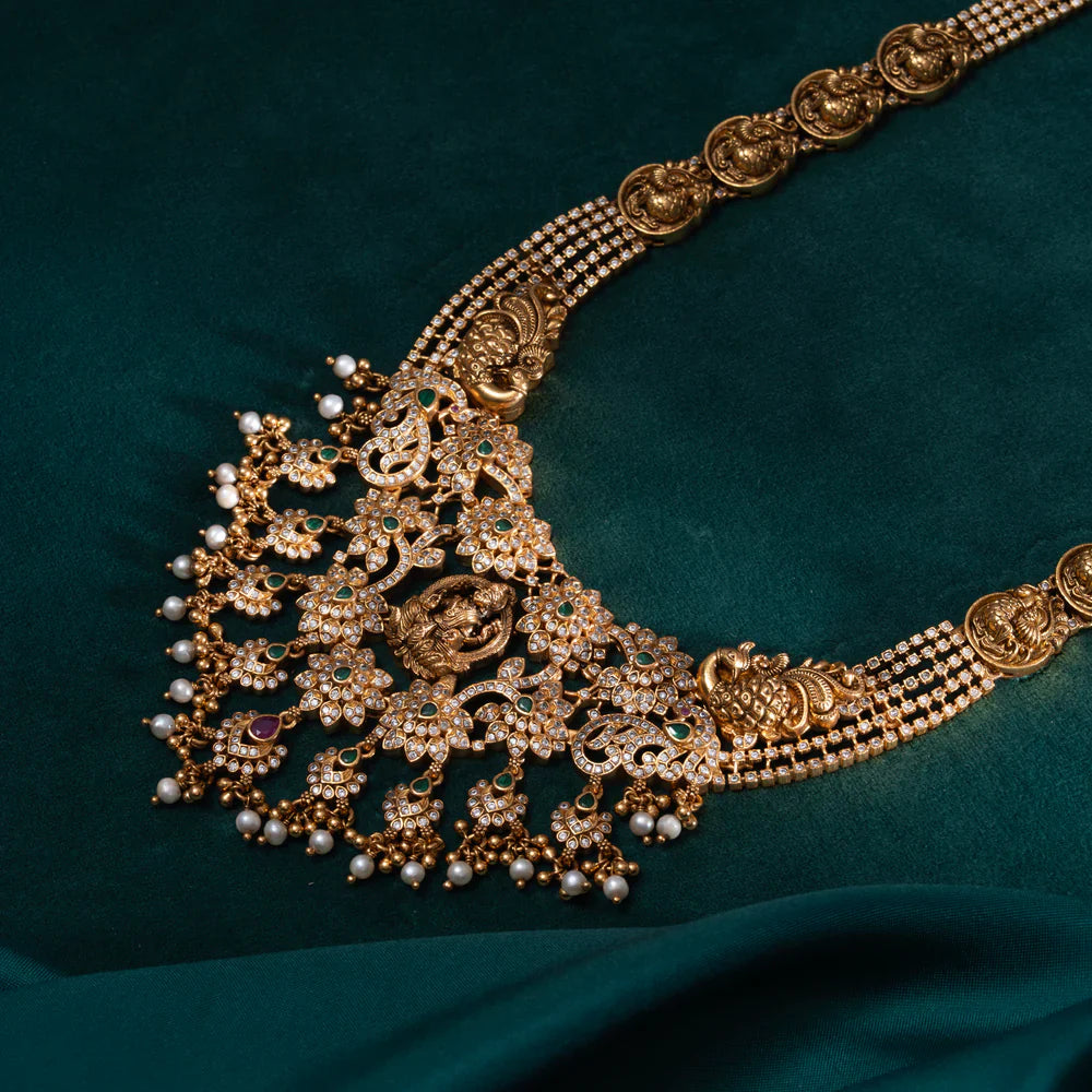 Pure 92.5 Silver Gold-Plated Lavanga Lakshmi Haaram