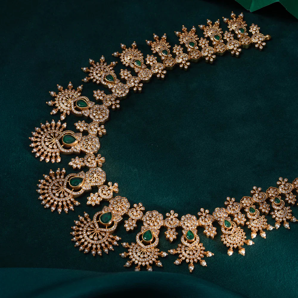 Pure 92.5 Silver, Gold Plated Jal-Roshni Long Necklace
