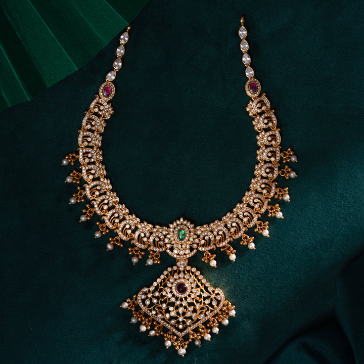 92.5 Silver, 24kt Gold Polish Kanak Pushpa Short Necklace | SHOBITAM