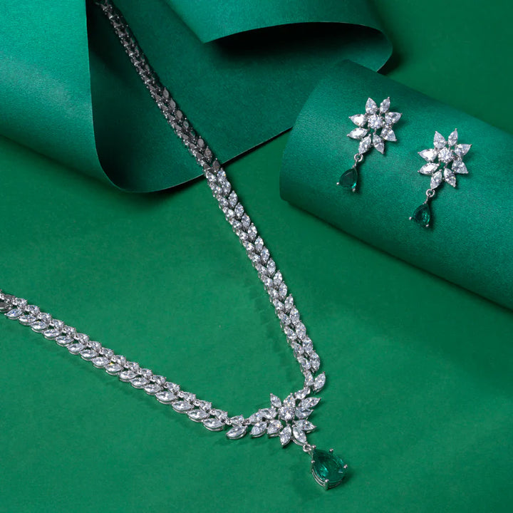 Pure 92.5 Silver Florentine Tear Necklace Set