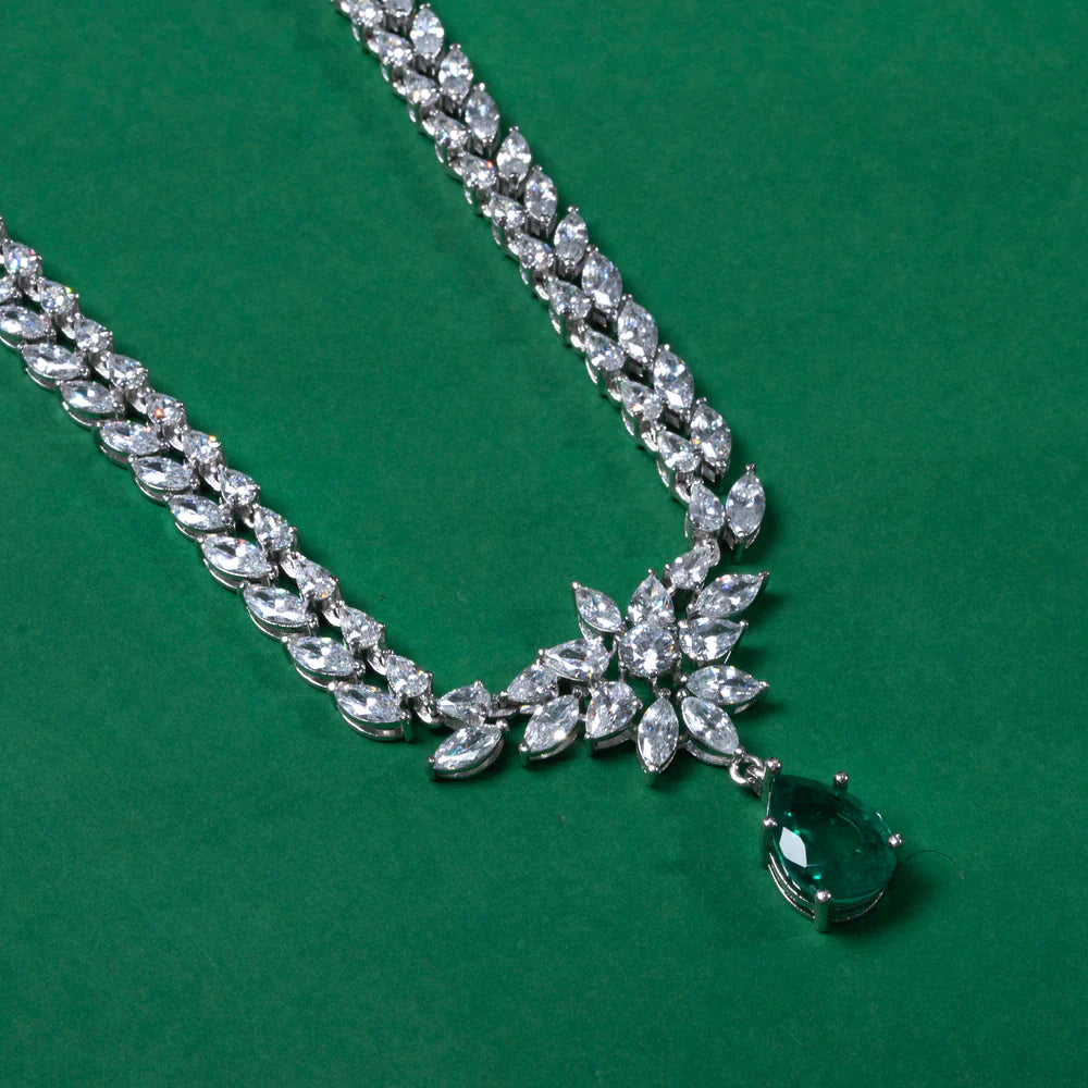 Pure 92.5 Silver Florentine Tear Necklace Set